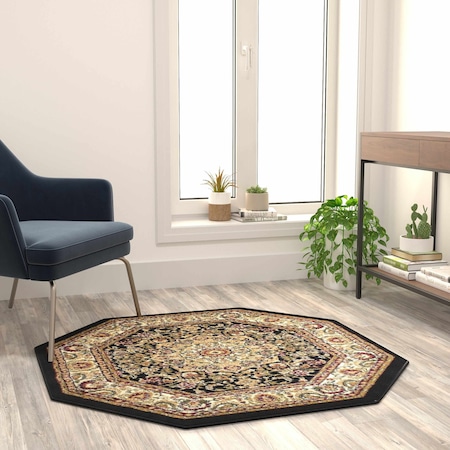 Flash Furniture Black 4 x 4 Traditional Persian Style Area Rug NR-RG2816-44-BK-GG
